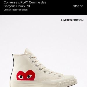 Converse Comme des Garçons size 9 men’s 11 women’s